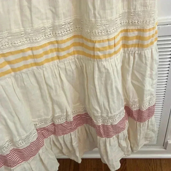 Sundance Cara Belle Tiered Midi Dress SZ Medium Gauzy Mixed Stripe - Picture 5 of 8